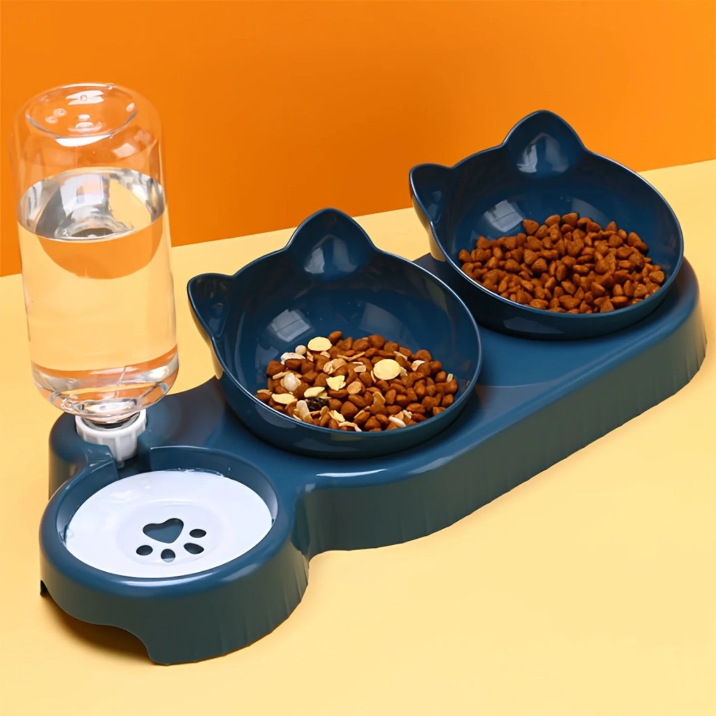 Conjunto de Cuencos 3 en 1 para Gato con Diseño de Orejas Inclinadas y Botella de Agua por Gravedad para Protección del Cuello - Cuencos con Dispensador de Agua
3-In-1 Cat Bowl Set with Tilted Ear Design and Gravity Water