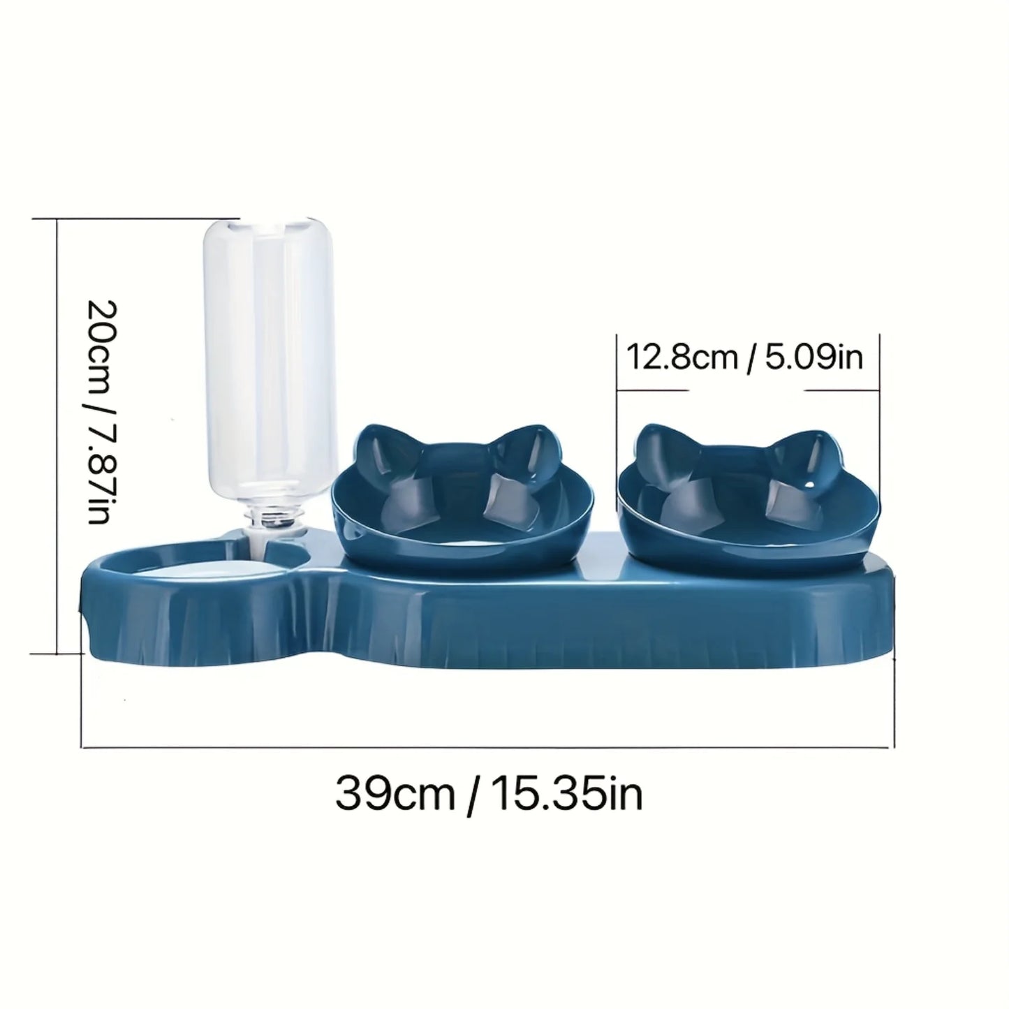 Conjunto de Cuencos 3 en 1 para Gato con Diseño de Orejas Inclinadas y Botella de Agua por Gravedad para Protección del Cuello - Cuencos con Dispensador de Agua
3-In-1 Cat Bowl Set with Tilted Ear Design and Gravity Water