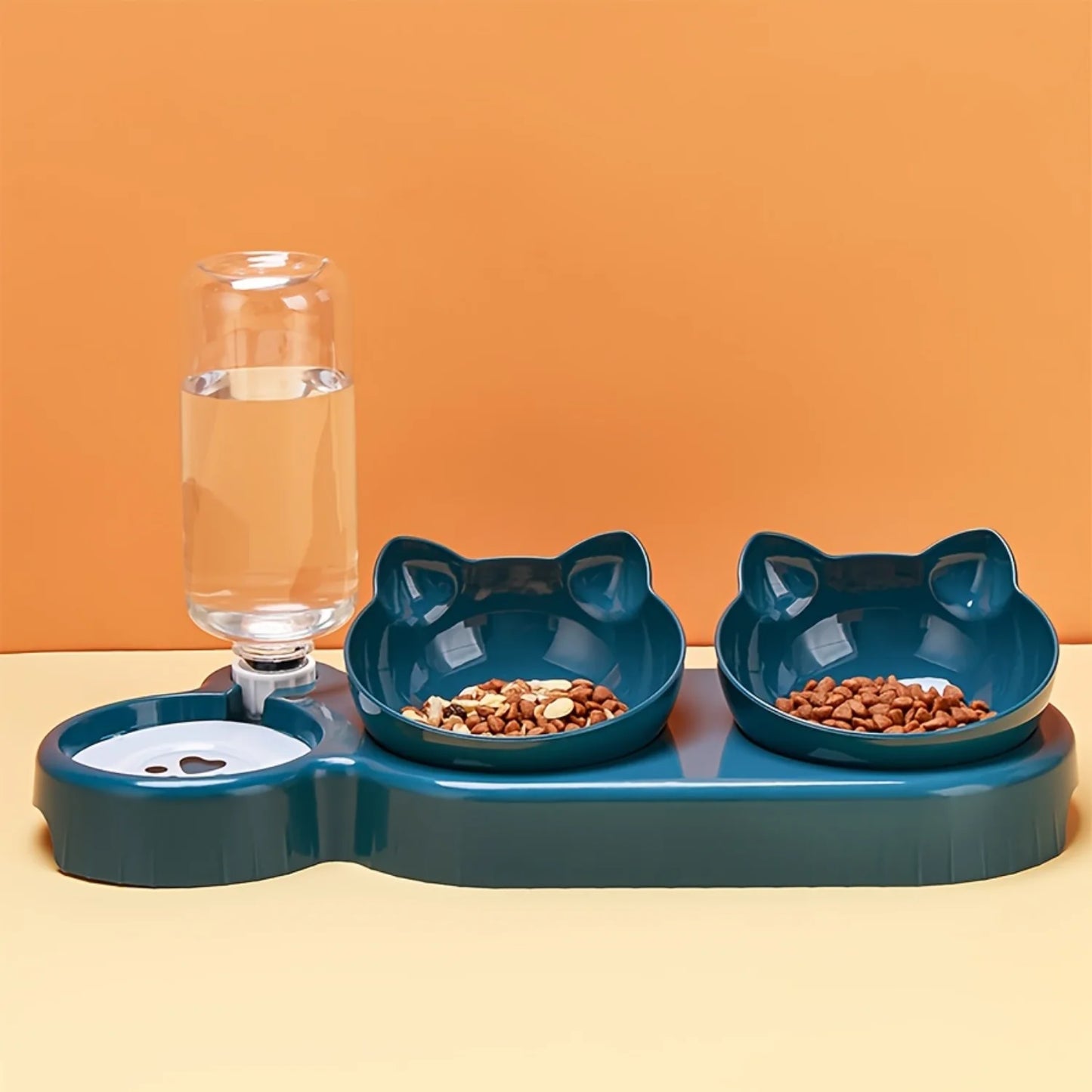 Conjunto de Cuencos 3 en 1 para Gato con Diseño de Orejas Inclinadas y Botella de Agua por Gravedad para Protección del Cuello - Cuencos con Dispensador de Agua
3-In-1 Cat Bowl Set with Tilted Ear Design and Gravity Water